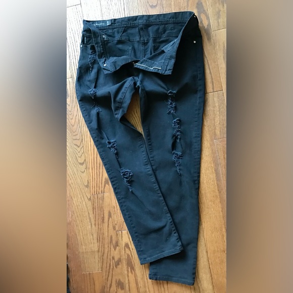 Armani A /X Black Distressed black Denim  size 38 - Picture 6 of 9